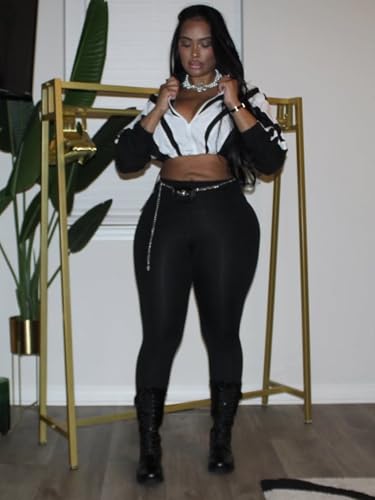 Womens Sweatsuits 2 Piece Set Contrast Color Long Sleeve Zip Up Cropped Jacket Leggings Pants Jogger Track Suits4