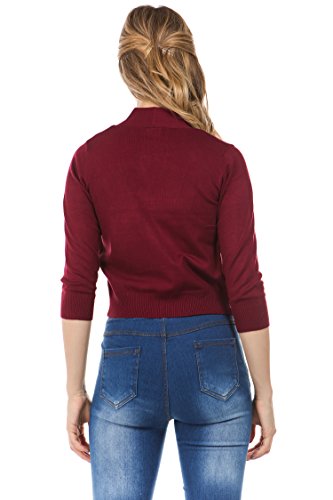 Image of Cielo Women's Soft Solid Open Front 3 /4 Sleeve Sweater Cardigan