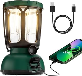 Solar Camping Lantern, 6000 mAh LED Camping Light with 650 Lumens Cold and Warm Light, Portable Tent Light with IPX4 Waterproof, Emergency Wind Up Lantern for Power Outage and Outdoor Hiking Fishing