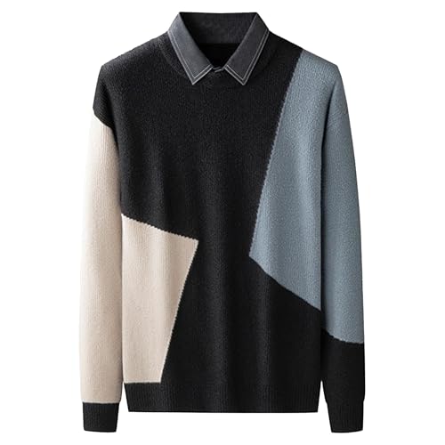Pull épais à revers homme contre le froid avec col en tricot ajusté