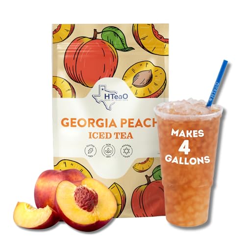 HTeaO Georgia Peach & Hibiscus Black Iced Tea Bags – Makes 4 Gallons in 5 Minutes – Large Tea Sachets for Parties, Family Gatherings, & Groups – Texas-Style Ice Tea Packets for Quick Brew (8-Count)