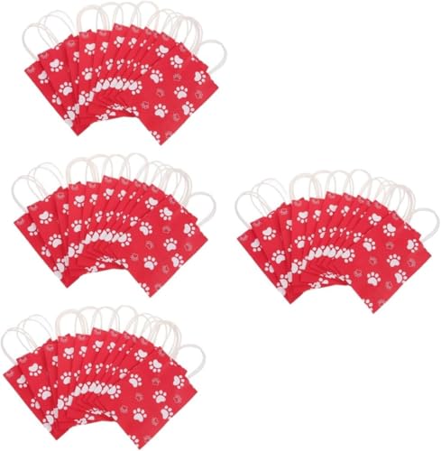 48個 犬の足の バッグ 装飾 バッグ お祭り 特大 収納袋 パーティー用 紙袋 花屋の梱包袋 包装袋 赤 パーティー用紙袋 犬の足デザイン 収納装飾兼用 (赤×4個,21.00X15.00X8.00CMx4pcs)