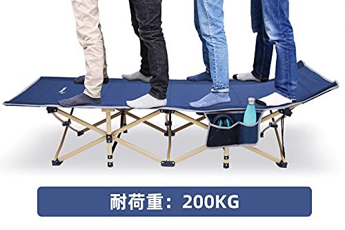 Image of Sportneer Camping Cot, Cot, Folding Bed, No Assembly Required, Load Capacity 440.1 lbs (200 kg), 74.0 x 28.0 inches (188 x 71 cm), Camping Bed, Outdoor Bed, Foldable, Lightweight, Waterproof, Breathable, Picnic with Pockets on Both Sides, Storage Bag, Navy Blue