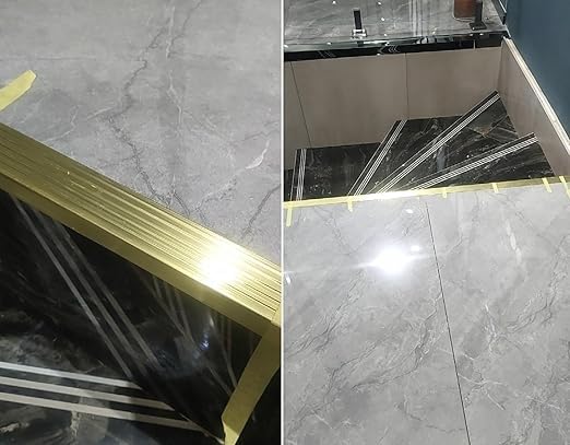 Nariz de escalera de latón en L resistente para peldaños elegantes 6
