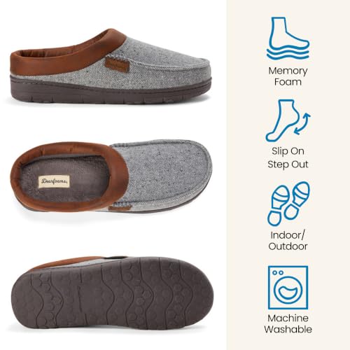 Image of Dearfoams Men's Brendan Indoor /Outdoor Breathable Memory Foam Clog House Shoe with Wide Widths Slipper