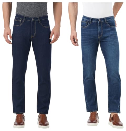 Image of INKD Men's Contrast Stitch Stretchable Regular Fit Jeans Men's Contrast Stitch Stretchable Regular Fit Jeans