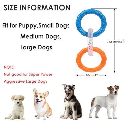 BT Bear Tug of War Dog Toy, Triple Pull Loop Interactive Fetch Toy for Small Dogs Medium Dogs (Orange Blue) - Image 3