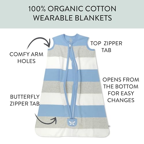 Image of HonestBaby Wearable Blankets Sleeping Bags Swaddle Transition 100% Organic Cotton for Infant Baby Boys, Girls, Unisex