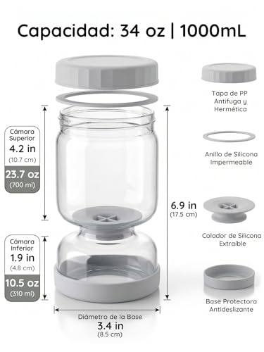 Miniatura 3 de Homnoble Bote Para Aceitunas Con Escurridor, Tarro Aceitunas Separador Liquido, Tarro Para Encurtidos Para Separar El Zumo De Húmedos Y Secos Tapa Abs De Grado Alimentario Y Sin Bpa