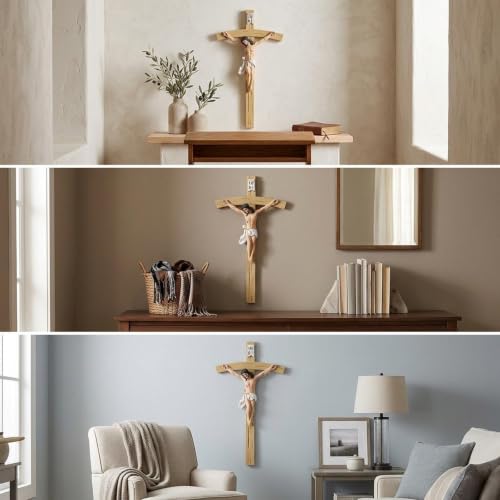 Crucifijo Jesús hecho a mano regalo religioso de mesa católica para familias 7