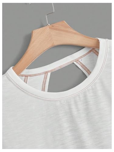 Women's 2 Packs Open Back Tops Criss Cross Cut Out Summer Casual T Shirt Crewneck Short Sleeve Backless Tee3