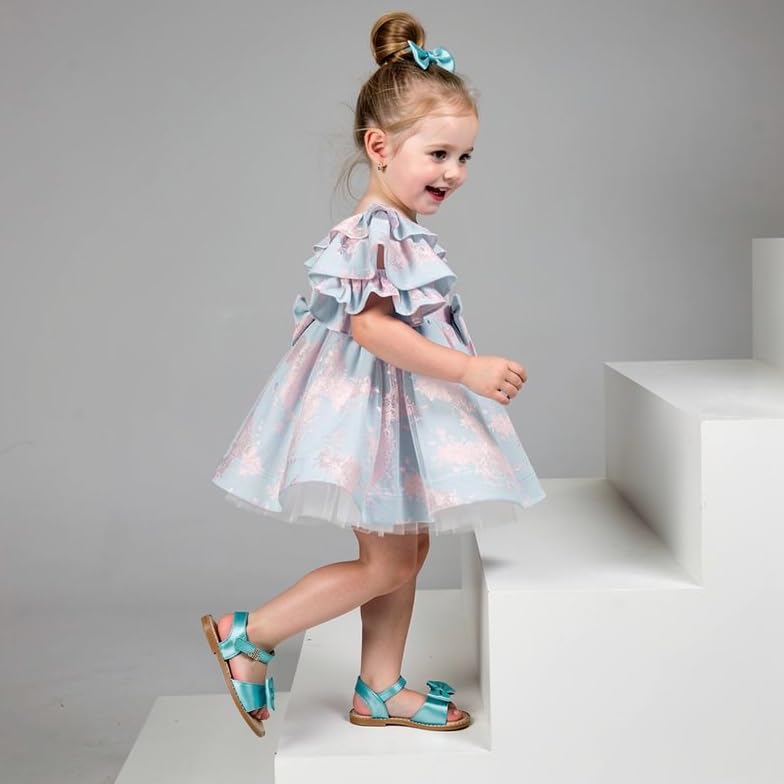 Image of THEE BRON Toddler Girls Sandals Wedding Flower Girl Dress Shoes Open Toe Flats