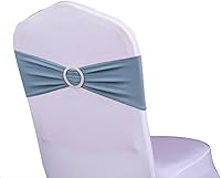 Vista 28 de Bandas elásticas de elastano para silla, color azul real, paquete de 50 unidades para bodas, bandas elásticas para sillas con hebilla deslizante