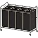 Simplehouseware 4-Bag Heavy Duty Laundry Sorter Rolling Cart, Brown