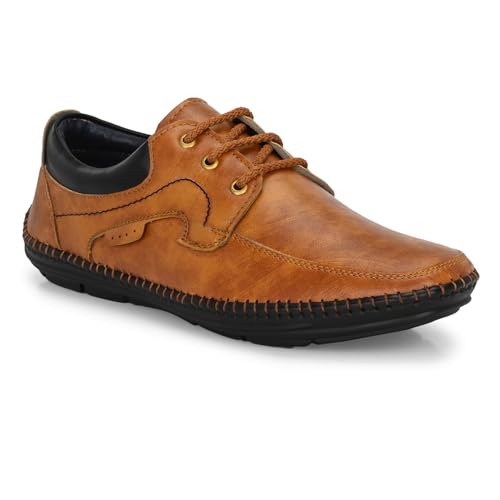 Rising Wolf Men’S Synthetic Leather Lace Up Shoes (Tan, Numeric_10)