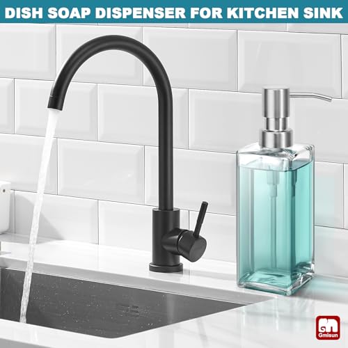 Image of GMISUN Glass Soap Dispenser with Stainless Steel Pump, Clear Hand Soap Dispenser for Bathroom, 12 fl oz /350ml Dish Dispensers for Kitchen, Modern Refillable Liquid Soap Lotion Bottle for Countertop