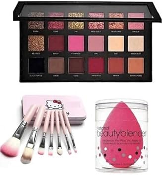 Aakash Enterprises Gold New Edition Makeup Eyeshadow & 7 Pcs Kitty Makeup Brushes Set With Storage Box & Makeup Puff (3 Items in the set)