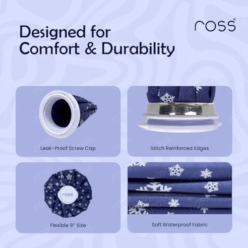 Image of ROSS Reusable Ice Bag for Pain Relief | 9 Inch Hot & Cold Therapy Ice Pack for Knee, Shoulder, Back, Neck, Injuries, Swelling | Leakproof Fabric Ice Bag for Headache, Muscle Pain, Sports Recovery (Multicolor)