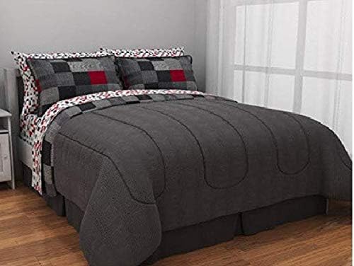 American Original Geo Blocks Bed in a Bag Bedding Comforter Set (Twin XL, Gray)