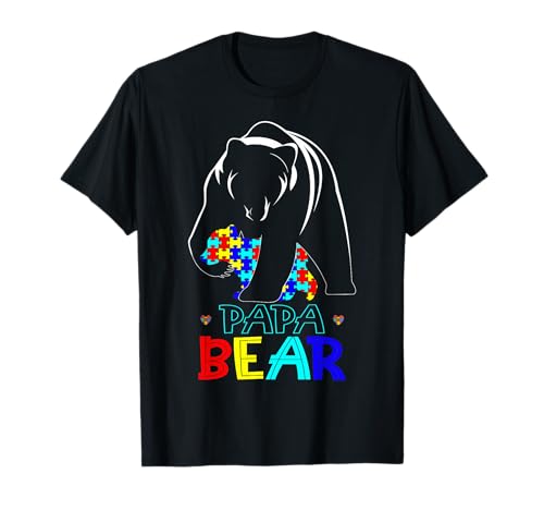 Papa Bear Autism Awareness Gifts for Autism Dad Support T-Shirt