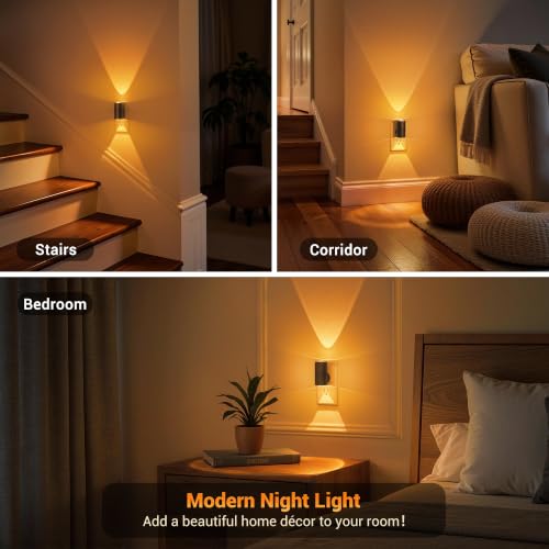 Image of JandCase LED Night Light Plug in,Rotating Night Lights Plug into Wall Amber