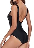 Vevarble Swimming Costume Women Sporty U Back One Piece Swimsuit Athletic Shaping Swimwear Bathing Suits Black,L - Image 4