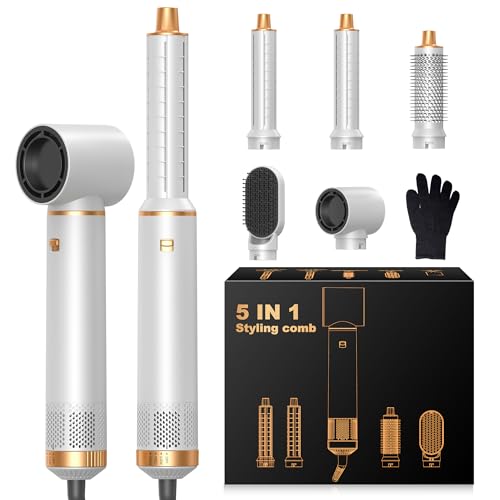 Air Styler 5 en 1 Air Brush 5 en 1 Hair Styler avec Seche Cheveux, Brosse Souflante, Fer a Boucler, Thermal Brush, Brosse Lissante Seche Cheveux 5 en 1 pour Sécher, Boucler, Lisser
