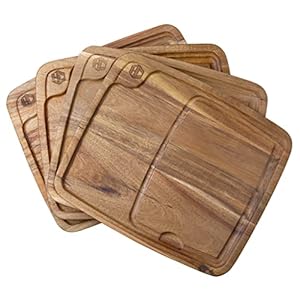 HexClad 4 Piece Bistecca Square Wooden Steak Plate...