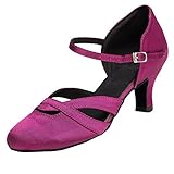 Minitoo, TH152, komfortable Damenpumps mit flachem Absatz, zum Tanzen, Violett - violett - Größe: 38, 5.5 UK