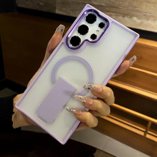 Coque S24 magnétique antichoc violette translucide étui de protection mat avec support dos