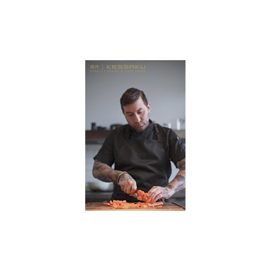 KESSAKU Chef Knife - 8 inch - Dynasty Series - Razor Sharp Kitchen Knife - Forged ThyssenKrupp German High Carbon Stainless Steel - G10 Garolite Handle with Blade Guard