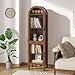 64.17 in Tall Arched Display Cabinet with Acrylic Glass Doors 5-Tier Kitchen Pantry Storage Cabinets Modern Wood Curio Cabinet Bookcase for Living Dining Room (Walnut, 16.92‘’W)