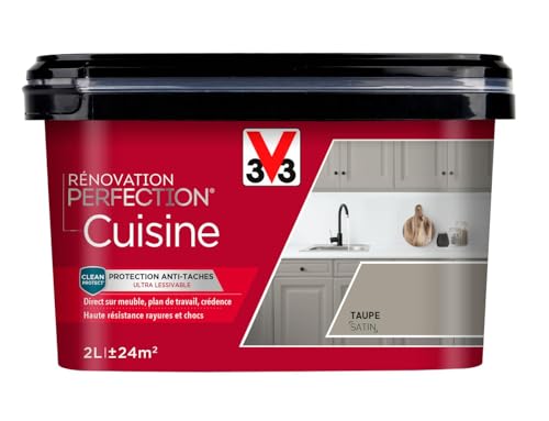V33 Peinture de rénovation cuisine, Rénovation perfection Taupe satin 2L