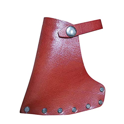 Leather Axe Head Sheath, 5.3"x4.7" Full Grained Leather Sheath Of The Axe, Axe Head Cover With Belt Loops For Better Hold Of Axe, Dark Tan Heavy Top Cover For Axe Head