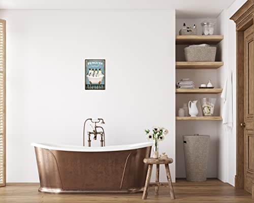 Lmddfzs Funny Penguin Decor Vintage Bathroom And Bathtub Metal Tin Sign Decor Penguin Pet Lovers Gift Farm Home Bar Bathroom Man Cave Retro Wall Art Poster Sign Accessories 8X12 In #TOP2