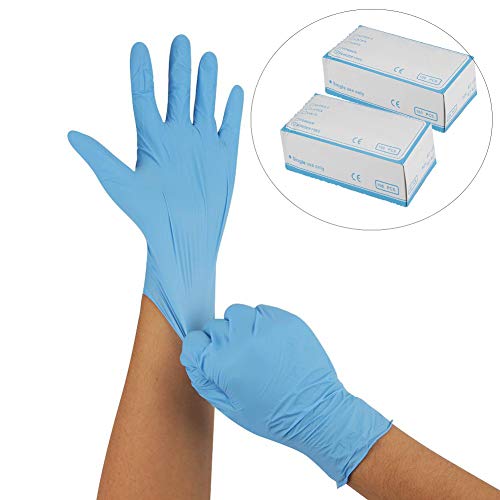 Preisvergleich Produktbild 200 / 500 / 1000 Stück Nitrilhandschuhe puderfreie Einweghandschuhe Untersuchungshandschuhe für Labor Industrielle Inspektion Tätowierung (200, M, Blau)