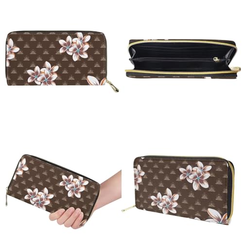 2Pcs Polynesian Print Tote Bag Sets for Women PU Leather Large Capacity Handbags with Zipper Clutch Wallet Purses3