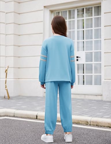 Arshiner Girls' Clothing Sets Sweatsuits Long Sleeve Color Block Pullover Sweatshirts and Lounge Pants with Pocket4