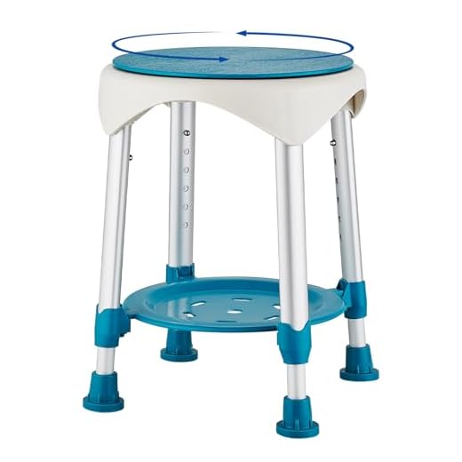 KSITEX Shower Stool Chair for Inside Shower, Upgrade Small Corner Stool for Seniors Adult Disabled Shower, 360° Swivel Shower Seat Stool for Bathroom, 6-Level Adjustable Height Bath Chair with Shelf