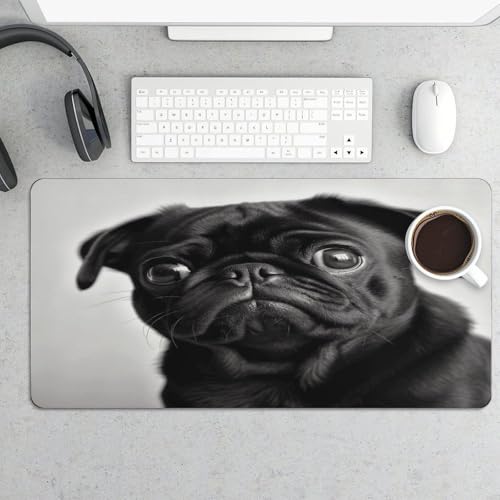 Cute Black Pug Dog1 Alfombrilla grande de escritorio miniatura 5