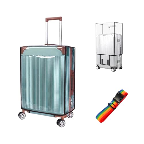 QUMENEY Clear Luggage Cover PVC Suitcase Cover Protectors with Adjustable Luggage Straps, Transparent Suitcase Protector Waterproof for Wheeled Suitcase Travel (20-Inch)