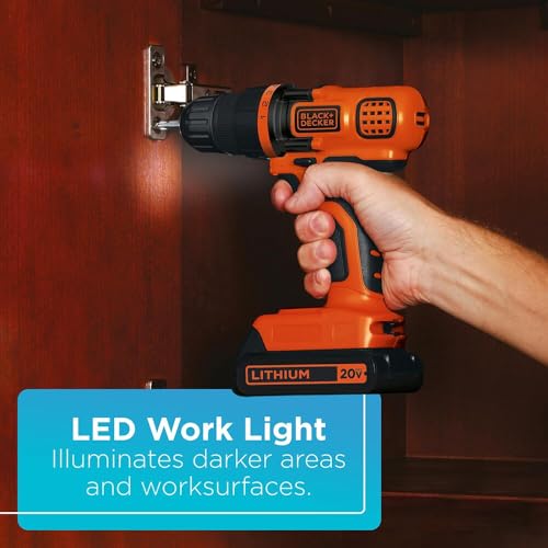 BLACK+DECKER 20V MAX Cordless Drill and Impact Driver, Power Tool Combo Kit with Battery and Charger (BD2KITCDDI) thumbnail 5