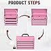 Kieperi 3 Drawers small Tool Box,Portable 3 Drawer Steel Tool Box with Locking System toolbox organization with Liner for Tools Storage (Pink)