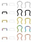 Ftovosyo 20pcs 16G Clear Flexible Septum Retainer Plastic & Surgical Steel Nose Septum Ring Piercing Jewelry for Women Men Bioflex Silver-Tone Rose Gold Black