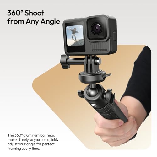 Image of ULANZI MT90 Action Camera Tripod Stand Vlog Handle Grip with Cka Quick Release w Ballhead w Cold Shoe, Camera Desktop Tripod for GoPro Hero, Insta360, DJI Osmo Pocket /Action /360, Small Cameras