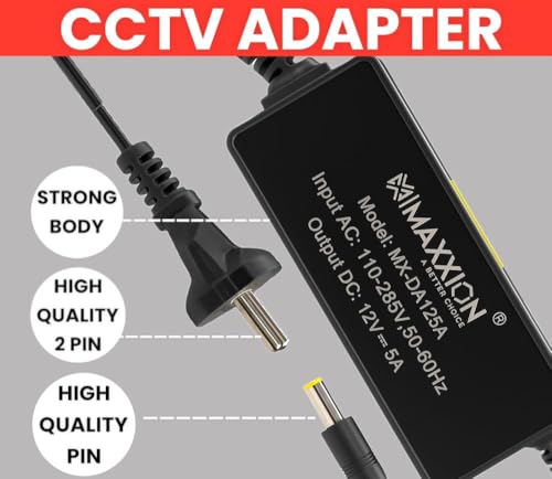 Image of 12 Volt 5 Amp (12V 5A) AC DC Adapter 12V 60 Watt DC Power Supply SMPS AC to DC Converter for Battery Charger, CCTV, LED Strip, Router, DIY Projects