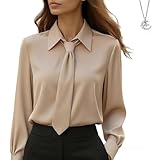 Blouse à col chemisier en satin : Fabriquée en satin de polyester, nos blouses soyeuses pour femmes offrent un drapé fluide et doux et un ajustement confortable, idéal pour un port toute l'année
