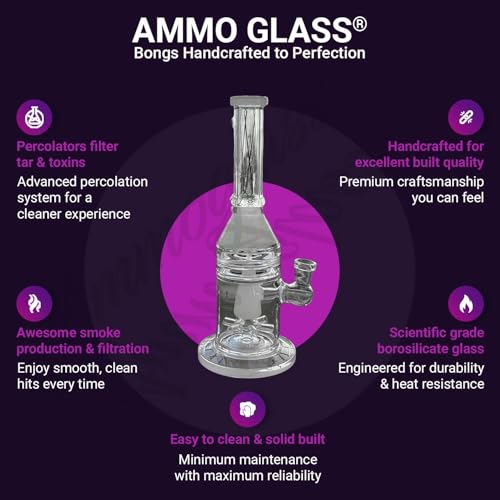 Ammo Glass® 11 inch Bong (6 - Arm Percolator) Glassbong | A true masterpiece from the house of Ammo Glass
