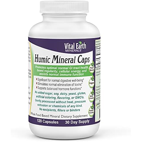 Vital Earth Minerals Humic Minerals Capsules - 70+ Trace Minerals with Naturally Occurring Fulvic Acid, Alkalizing Mineral Supplement for Detox, Gut Health, Wellness, 120 Count Cover