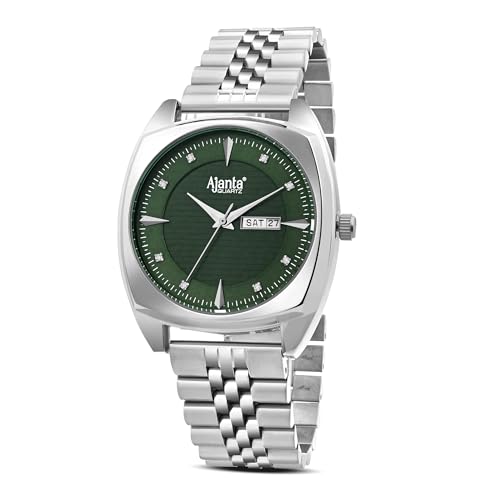 Image of Ajanta Quartz Analog Watch for Men | Stainless Steel Bracelet | Round Dial with Square Case | Classic Formal Wrist Watch | Office Wear|AWC132ESG